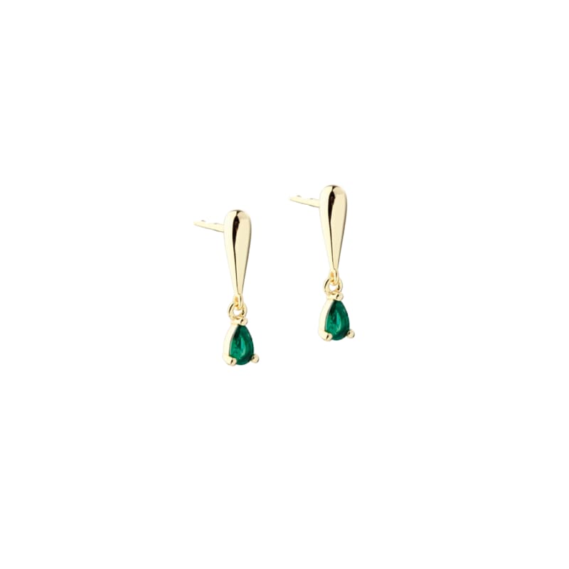 Shiny Verde Drop Earstud Golden - Aqua Dulce Ørestikkere  - 5740013865481