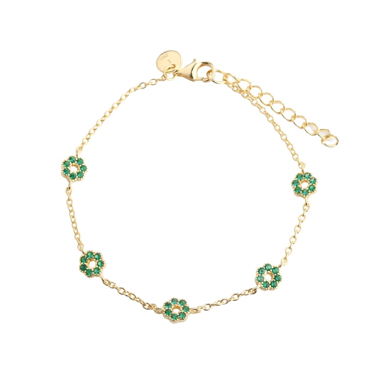 Verde Flower Bracelet Golden - Aqua Dulce Armbånd  - 5740013865528