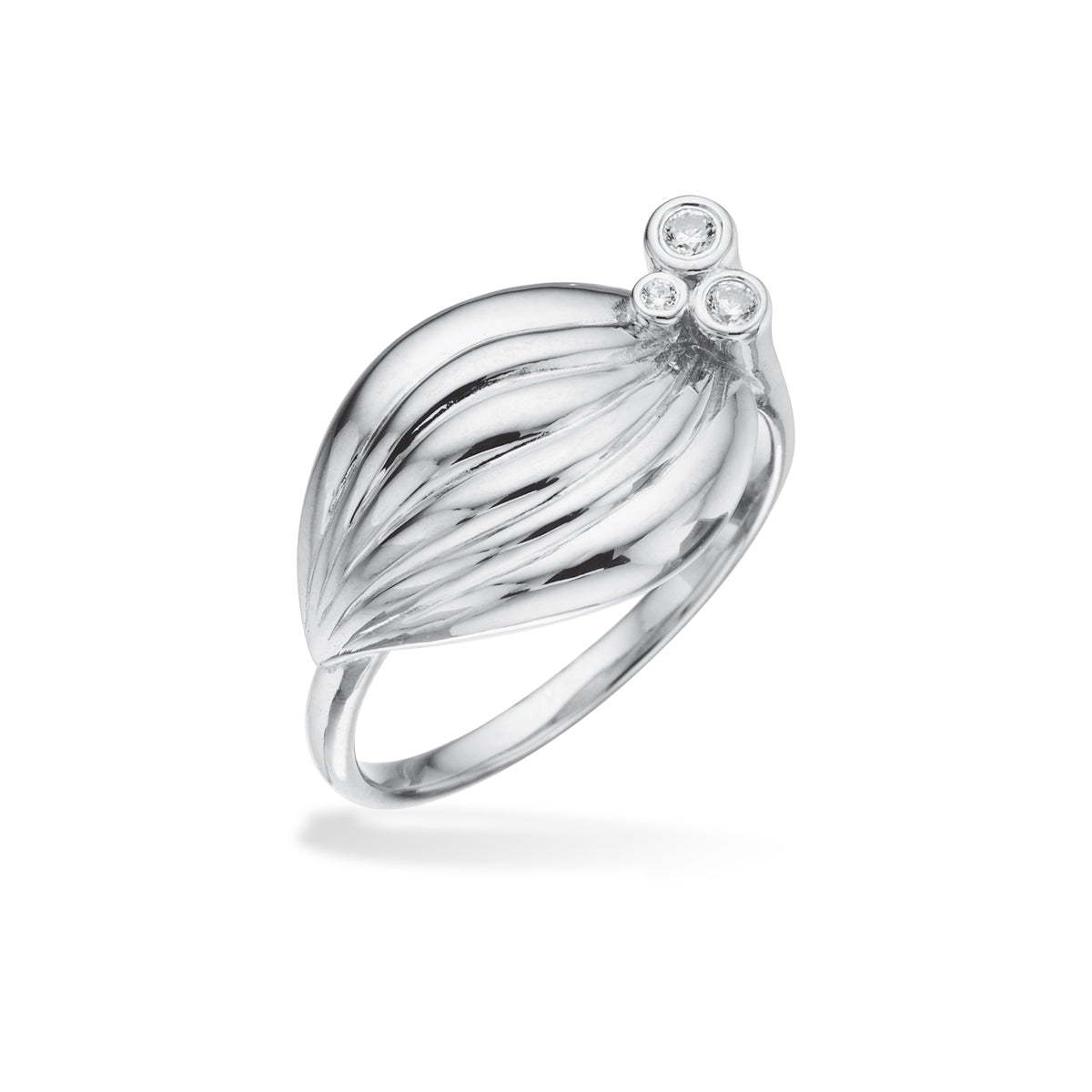 Scrouples Sølv Ring Med Sten Blad Med Riller 727262 - Scrouples Fingerringe  - 1233690227627