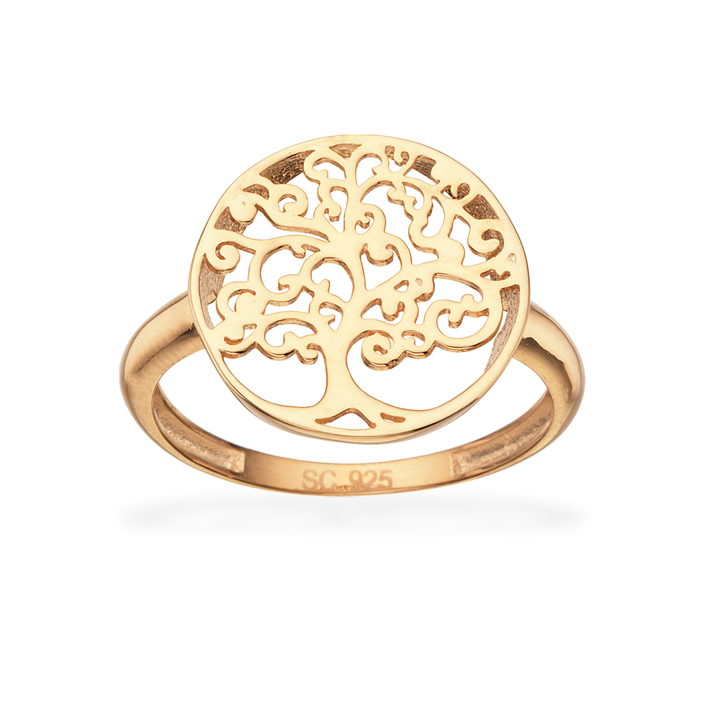 Scrouples Guldbelagt Sølv Ring Med Livstræ 727632 - Scrouples Fingerringe  - 1233690233796