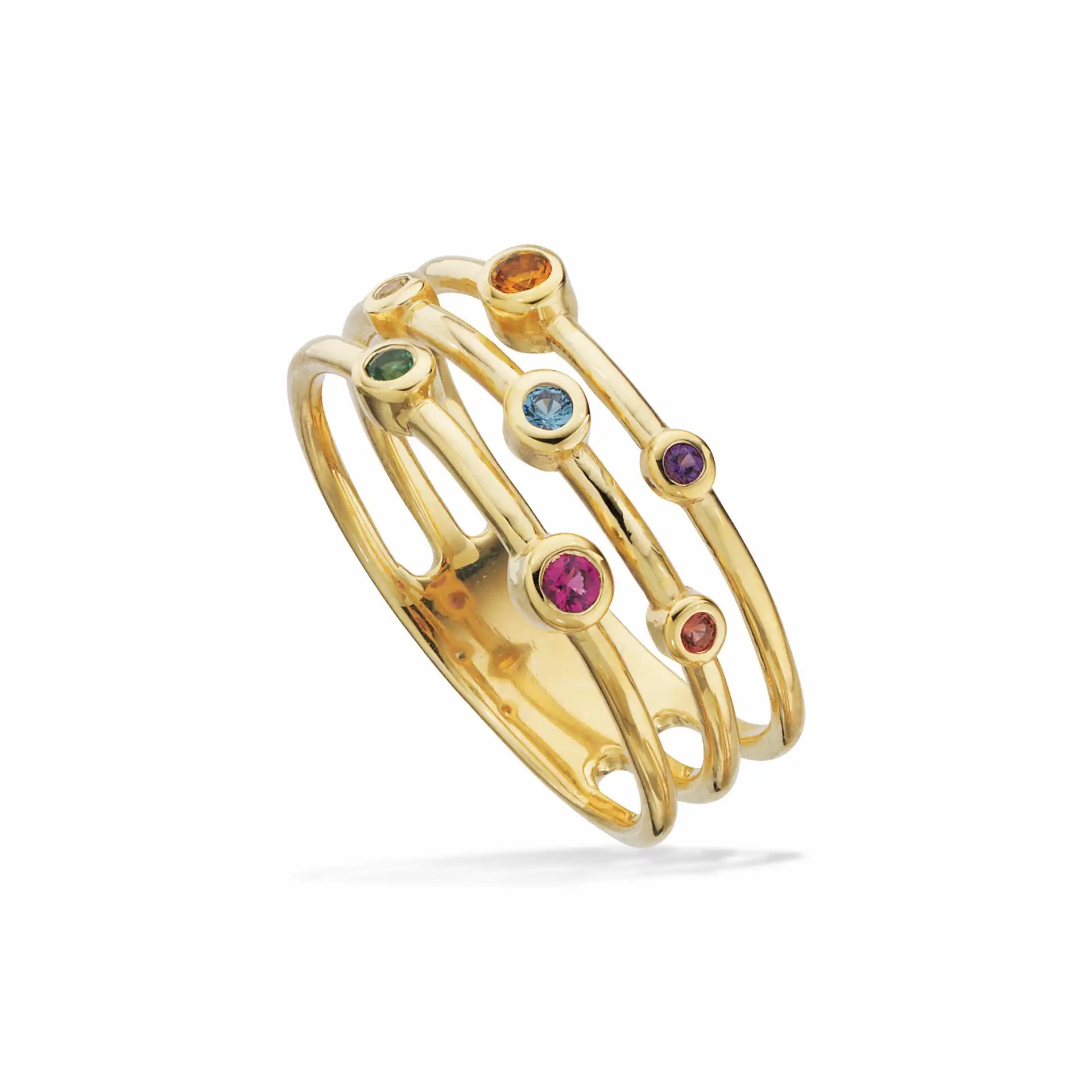 Scrouples Guldbelagt Sølv Ring Med Farvede Sten 728702 - Scrouples Fingerringe  - 1233690214795