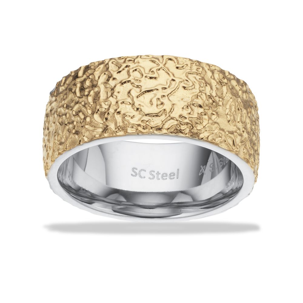 Scrouples Stål Herre Ring Med Mat Forgyldt Overflade 791681 - Scrouples Fingerringe