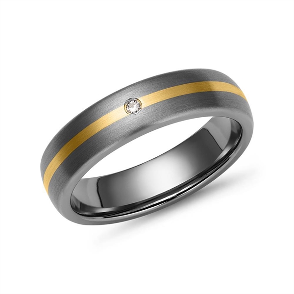 Vielsesring Titanium Guld Med Diamant - Vielsesringe