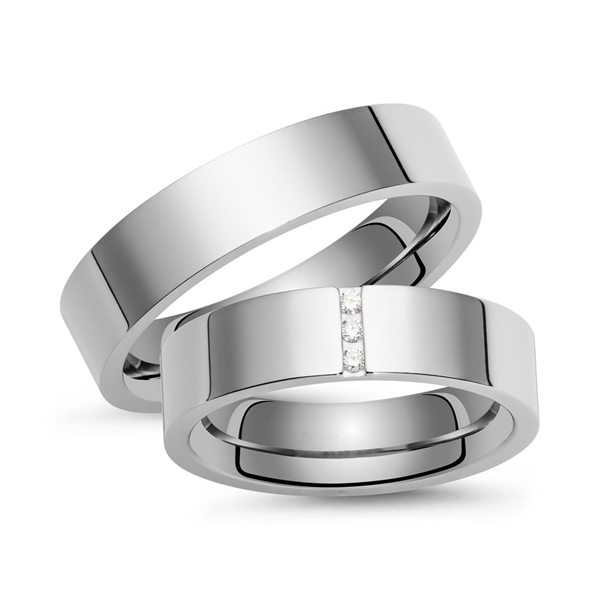 Titanium Vielsesringe Med Diamanter - Vielsesringe