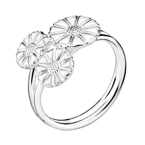 Hvid Lund Marguerit Ring Sølv Med Buket - Fingerringe