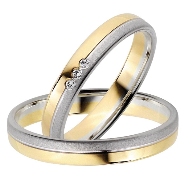 Hvid Bartoli Duet Vielsesringe Guld Guld Med Diamanter 023 - Vielsesringe