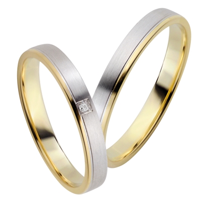 Hvid Vielsesringe Guld Guld Diamant 008 - Vielsesringe