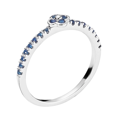 Hvid Ring Guld Med Blå Safir - Fingerringe