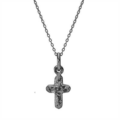 Sort Collier Sølv Med Kors - Halskæder