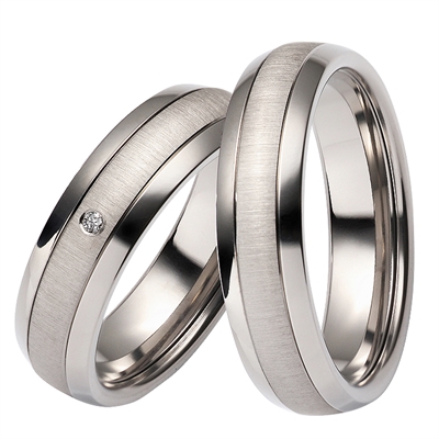 Vielsesringe Titanium Palladium Med Diamant - Vielsesringe