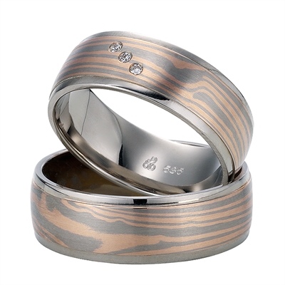 Rosa Vielsesringe Hvid & Guld - Vielsesringe
