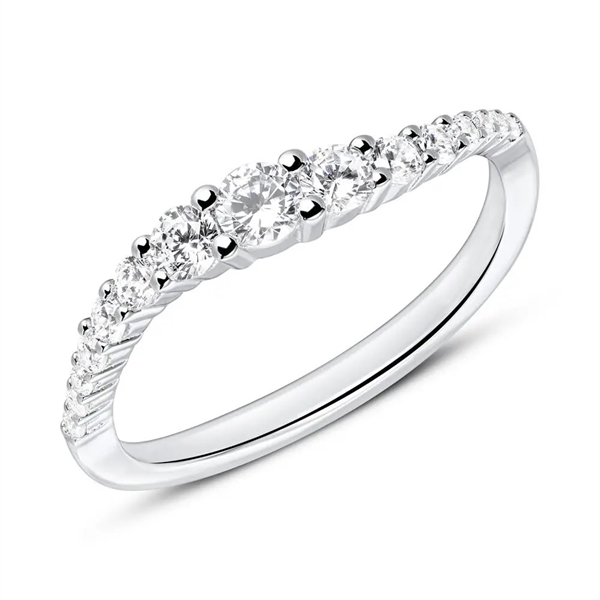 Ring Sølv Med Zirkoniasten Buet Design - Fingerringe