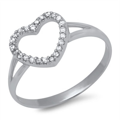 Ring Sølv Med Hjerte Zirkonia - Fingerringe