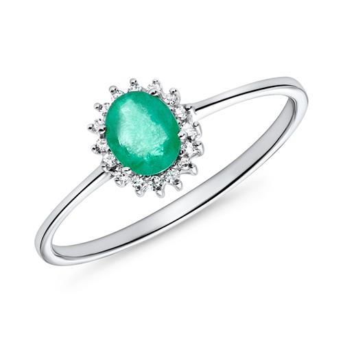 Hvid Ring Guld Med Smaragd Diamanter - Fingerringe