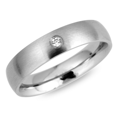 Vielsesring Stål Med Zirkonia - Vielsesringe