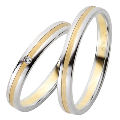 Vielsesringe Palladium & Guld Diamant - Vielsesringe