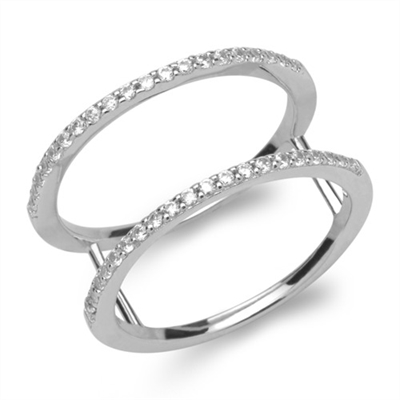 Dobbelt Ring Sølv Med Zirkonia - Fingerringe