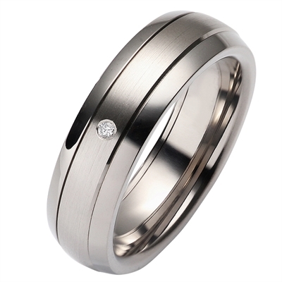 Vielsesring Titanium Palladium Med Diamant - Vielsesringe