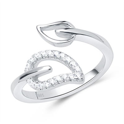 Ring Sølv Med Blade Zirkoniasten - Fingerringe