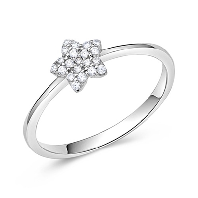 Hvid Ring Guld Med Stjerne Zirkonia - Fingerringe