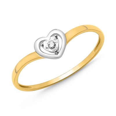 Hvid Ring Guld Guld Med Hjerte Diamant - Fingerringe