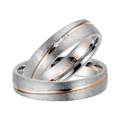 Rosa Vielsesringe Hvidguld Guld Med Diamanter 015 - Vielsesringe