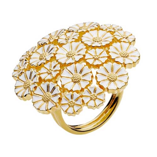 Lund Marguerit Ring Forgyldt Sølv Med Mix Margueritter - Fingerringe
