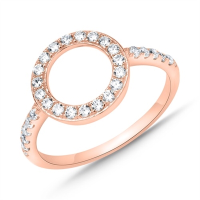 Rosa Ring Forgyldt Sølv Med Rund Ring Zirkonia - Fingerringe
