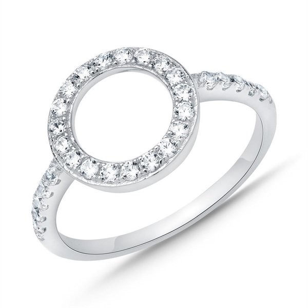 Sølv Ring Med Rund Ring Zirkoniasten - Fingerringe