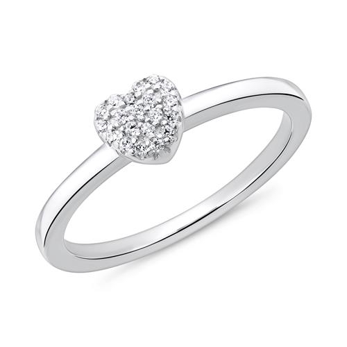 Forlovelsesring Sølv Med Hjerte Zirkonia - Fingerringe