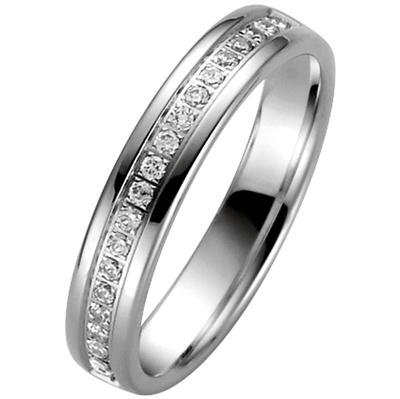 Hvid Vielsesring Guld Med Diamanter - Vielsesringe