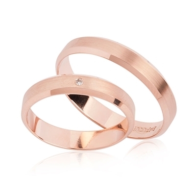 Rosa Vielsesringe Guld Med Diamant - Vielsesringe