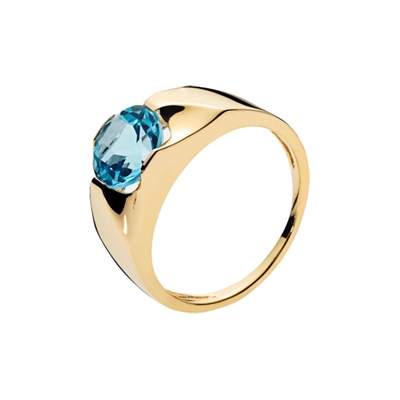 Ring Guld Med Blå Topaz - Fingerringe