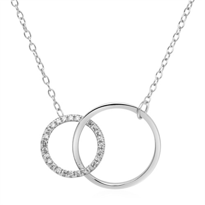 Collier Sølv Med Ringe Zirkoniasten Til - Halskæder