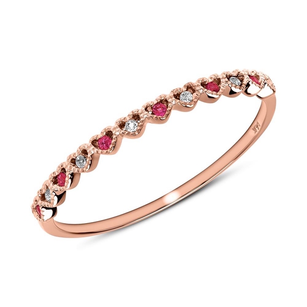 Rosa Ring Guld Med Hjerter Rubin Topaz - Fingerringe