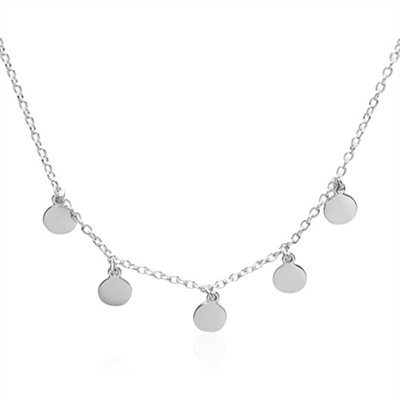 Collier Sølv Med Runde Vedhæng - Halskæder