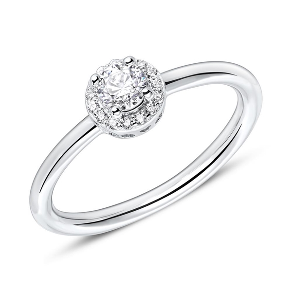 Halo Ring Sølv Med Zirkoniasten - Fingerringe