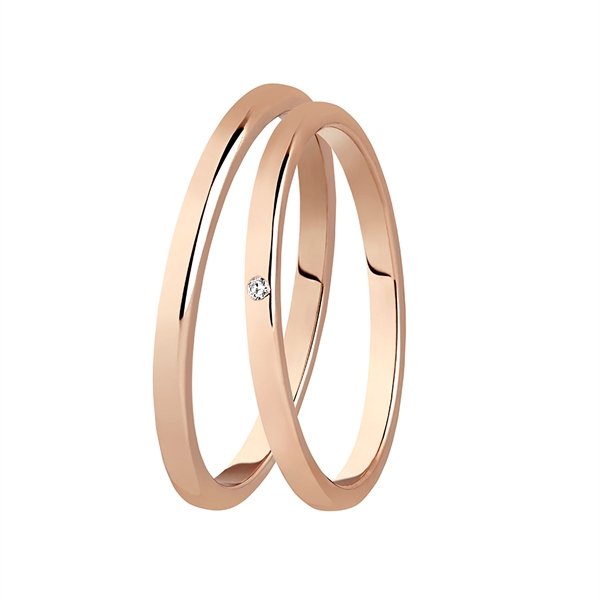 Rosa Bartoli Colibri Vielsesringe Guld Med Diamant - Vielsesringe