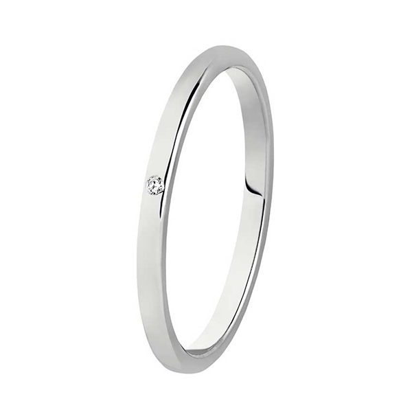 Hvid Bartoli Colibri Vielsesring Guld Med Diamant - Vielsesringe
