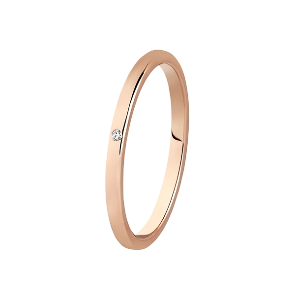 Rosa Bartoli Colibri Enkel Vielsesring Guld Med Diamant - Vielsesringe