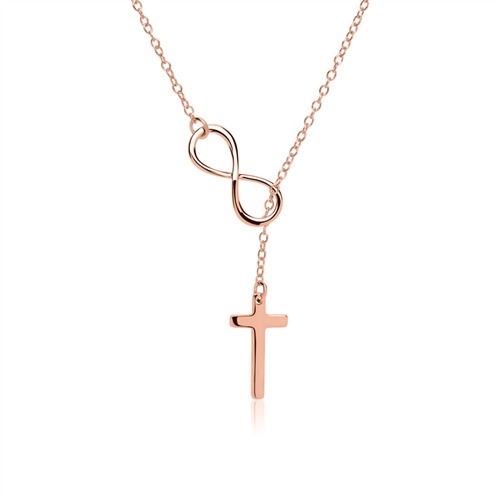 Rosa Collier Forgyldt Sølv Med Kors Infinity - Halskæder