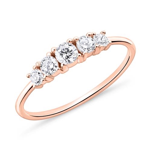 Rosa Ring Forgyldt Sølv Med Hvide Zirkoniasten - Fingerringe