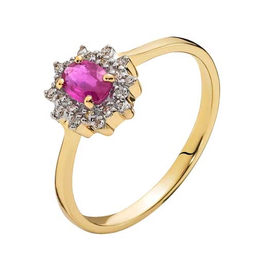 Guld Ring Med Roset Rubin Diamanter - Fingerringe