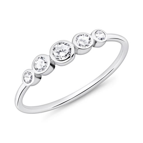 Ring Sølv Med Runde Zirkoniasten - Fingerringe