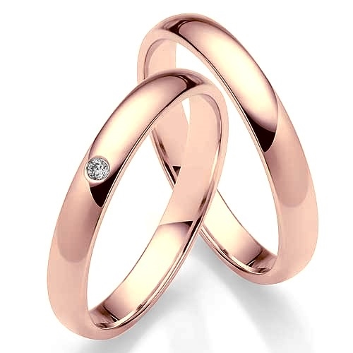 Rosa Vielsesringe Guld Med Diamant 015 - Vielsesringe