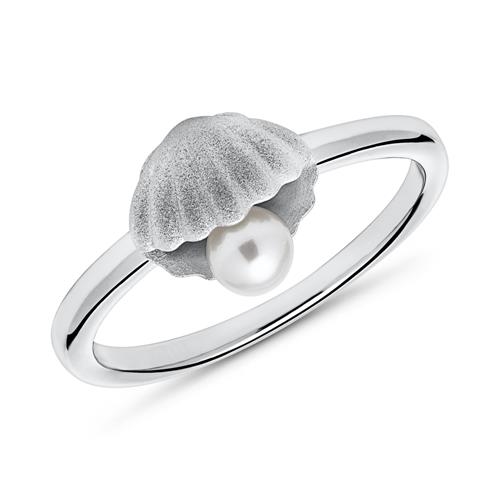 Ring Sølv Med Muslingeskal Ferskvandsperle - Fingerringe