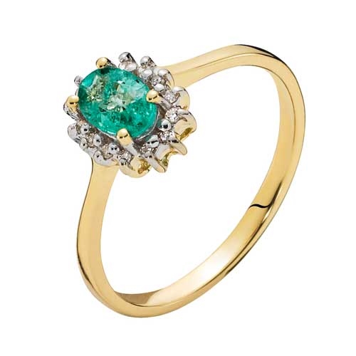 Ring Guld Med Smaragd Diamanter - Fingerringe