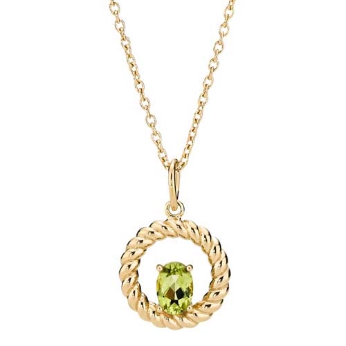Collier Forgyldt Sølv Med Peridot - Halskæder