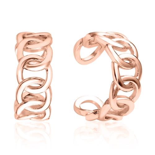 Rosa Ear Cuffs Forgyldt Sølv Med Flettet Ringe - Øreringe