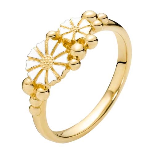 Lund Marguerit Ring Forgyldt Sølv Med Kugler - Fingerringe